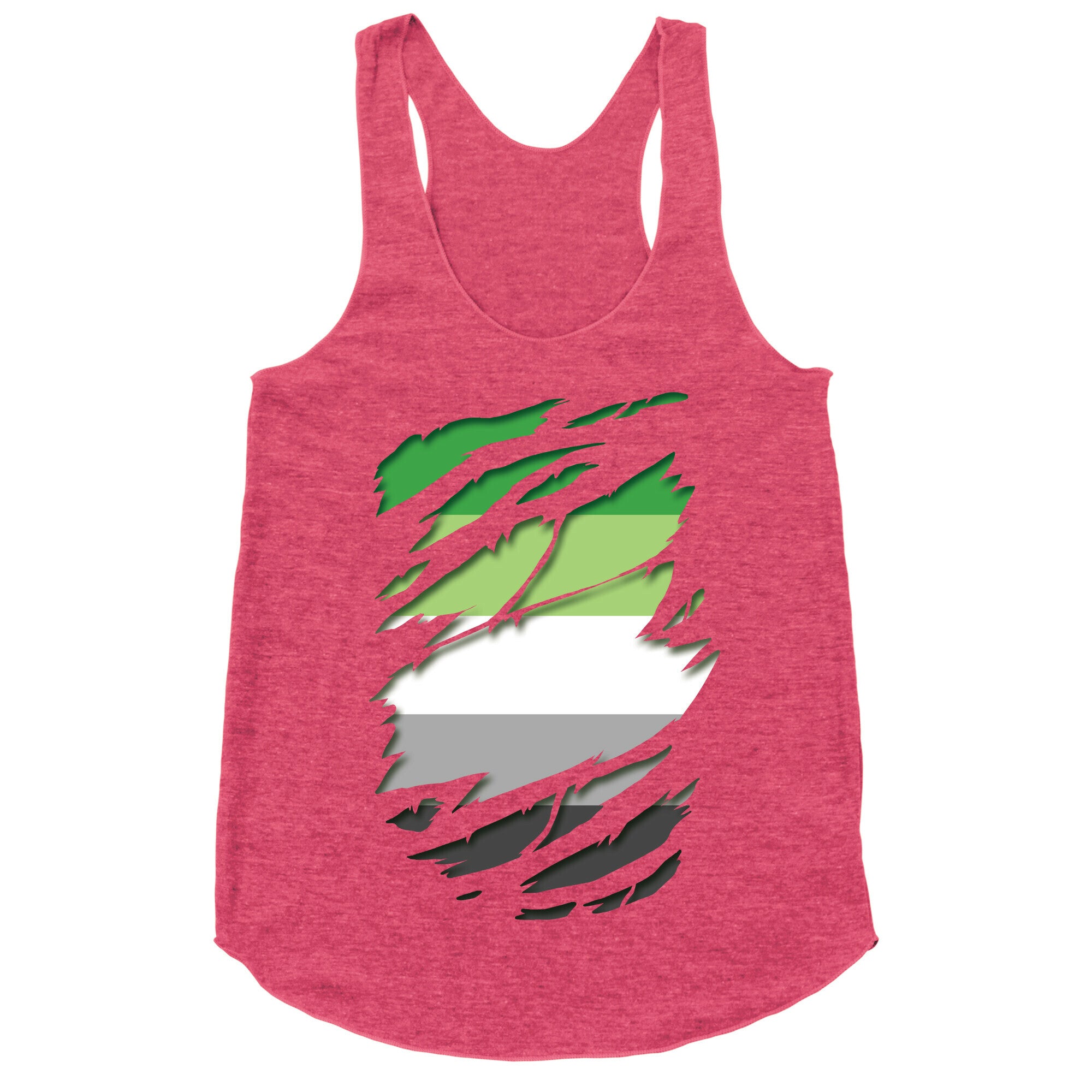 Ripped Shirt: Aromantic Pride Racerback Tank